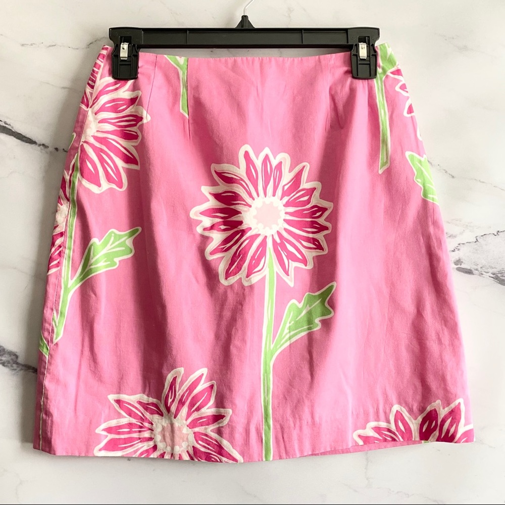 VTG Lilly Pulitzer Jumbo Daisy Print Fully Lined Skirt Size 4